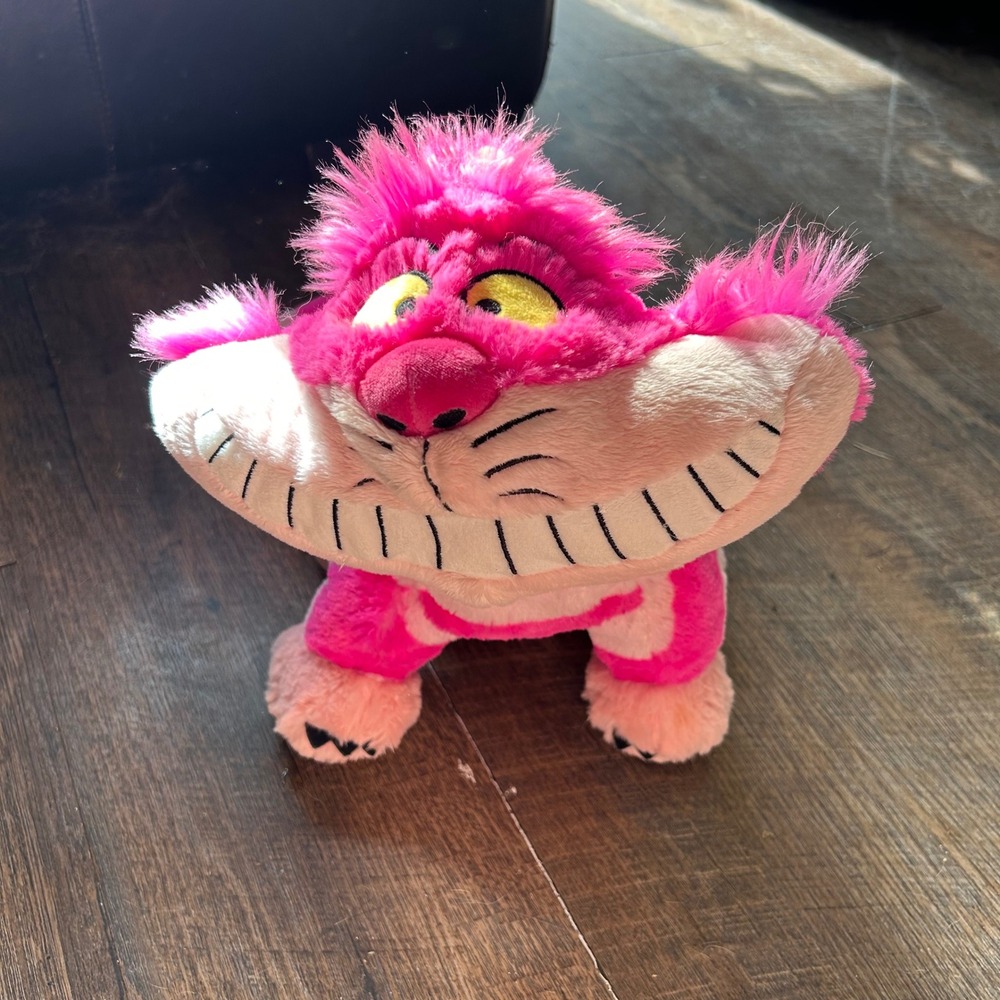 Disney Alice in Wonderland Cheshire Cat Plush Pink Striped Grin Just Play 13in